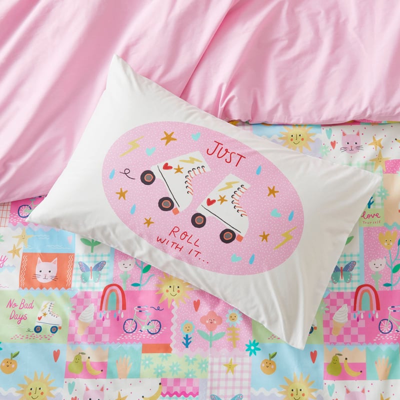 Just Roll With It Kids Text Pillowcase