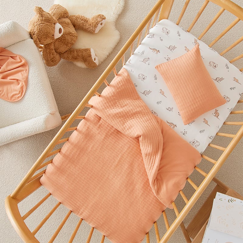 Boston Clay Jersey Quilted Cot Quilt Cover Set
