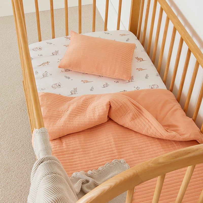 Boston Clay Jersey Quilted Cot Quilt Cover Set