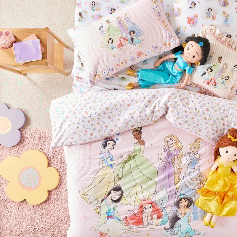 Disney Flower Princess Pink Quilted Quilt Cover Set