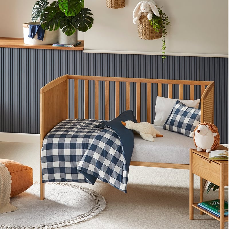 Carter Check Denim Cot Quilt Cover Set