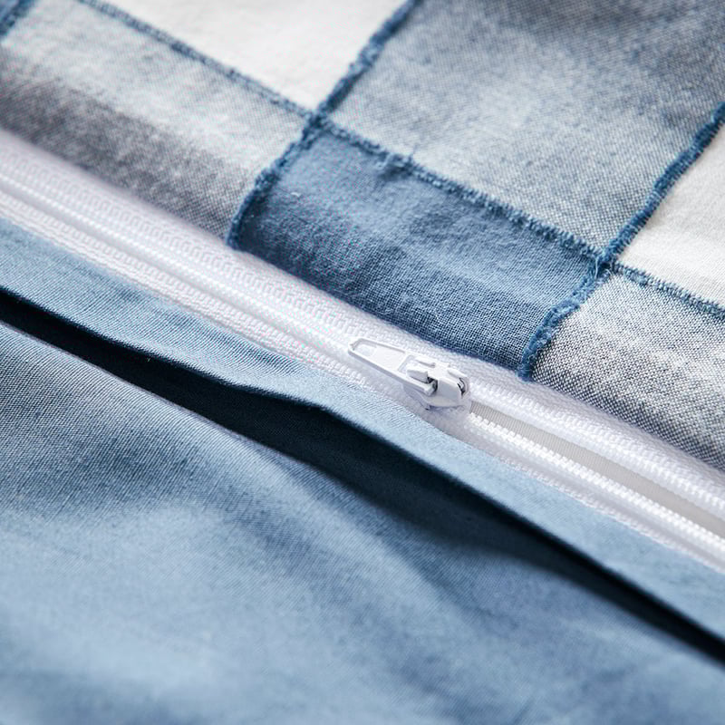 Carter Check Denim Cot Quilt Cover Set