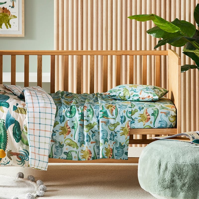 Dinosaur Explore Aqua Cot Sheet Set