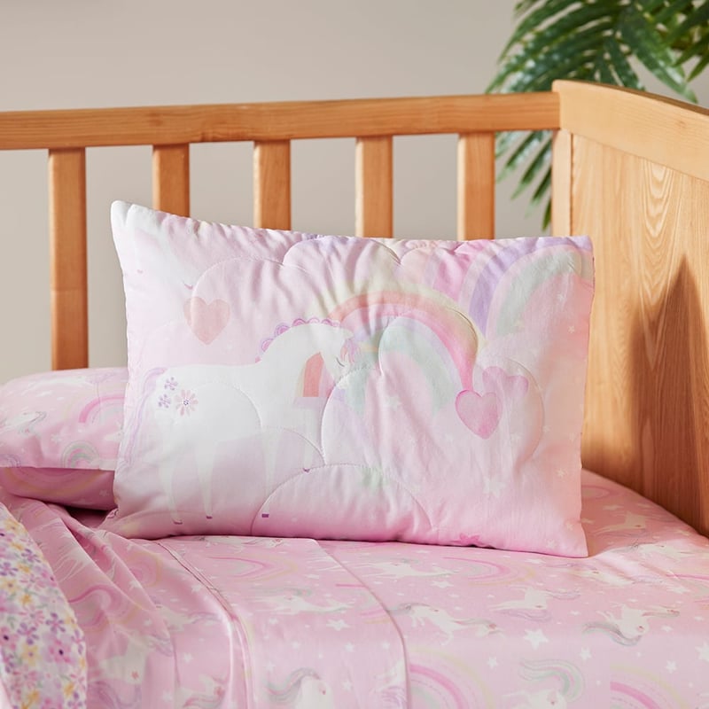 Unicorn Squad Pink Cot Quilted Quilt Cover Set