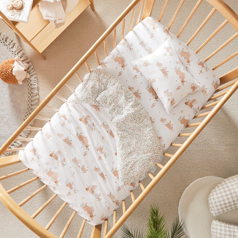 Little Bear & Friends Natural Jersey Cot Quilt Cover Set 