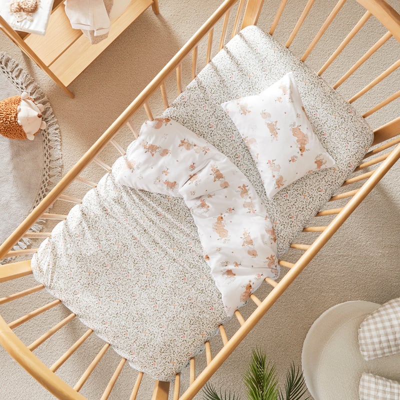 Little Bear & Friends Natural Jersey Cot Quilt Cover Set 