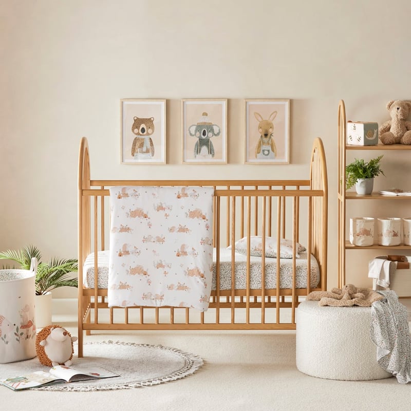 Little Bear & Friends Natural Jersey Cot Quilt Cover Set 