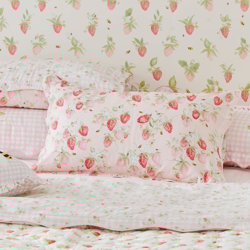 Heirloom Sweet Strawberry Light Pink Quilt Cover Set