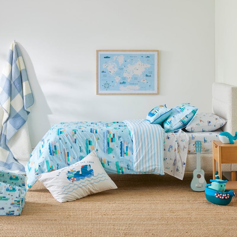 Ships Of The World Light Blue Quilt Cover Set