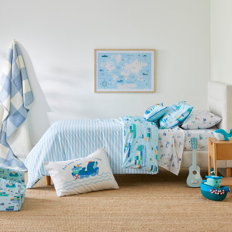 Ships Of The World Light Blue Quilt Cover Set