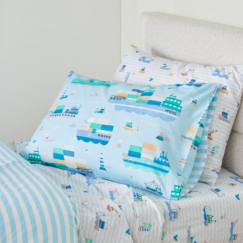 Ships Of The World Light Blue Quilt Cover Set
