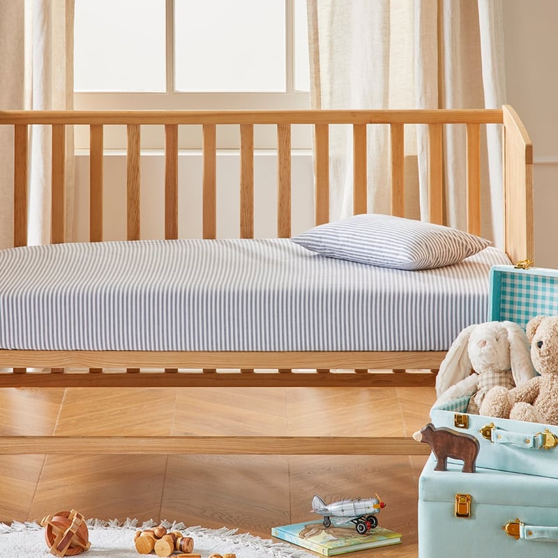 Theodore Yarn Dyed Grey Stripe Cot Fitted Sheet Set