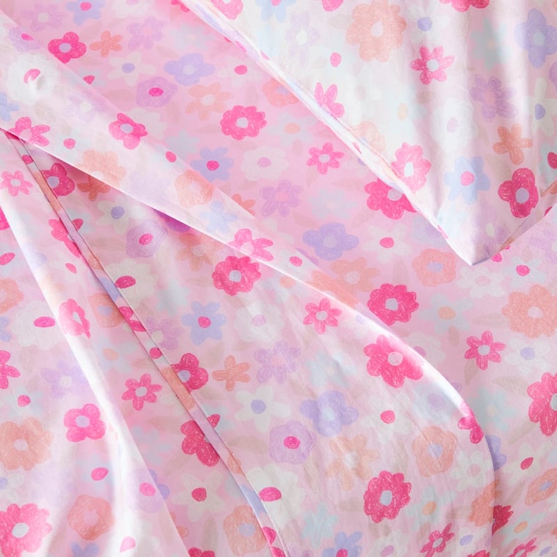 Stella Pink Floral Cot Sheet Set
