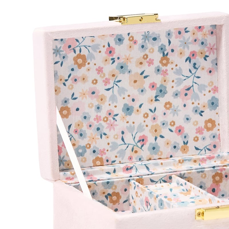Velvet Pink Floral Jewellery Box