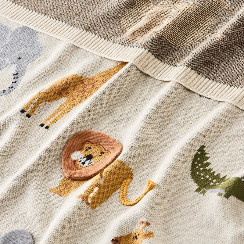 Novelty Cotton Jungle Animals Baby Blanket
