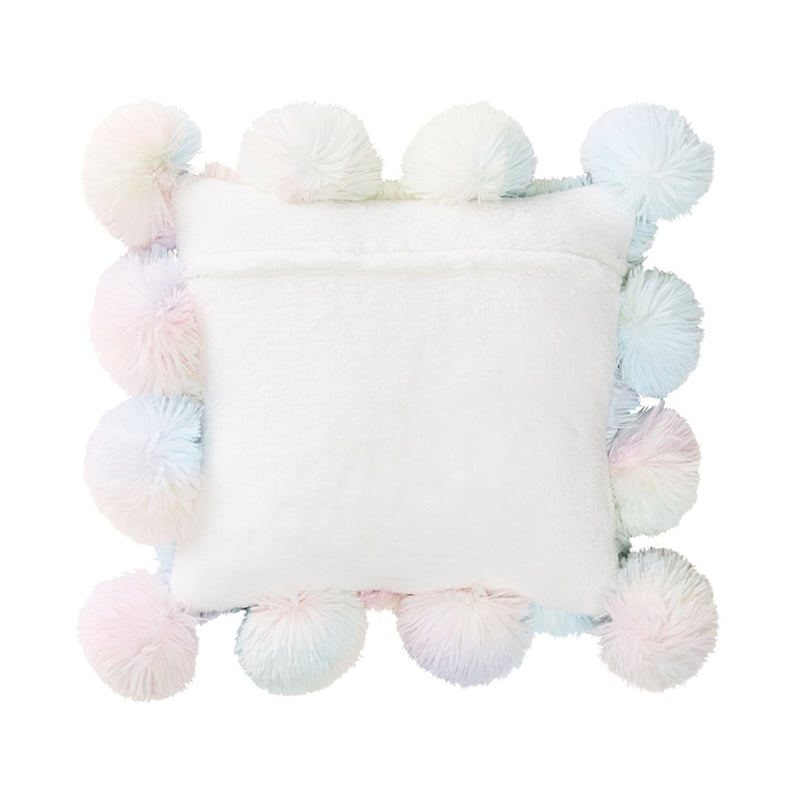 Snuggly Sherpa Pom Pom Cushion Rainbow