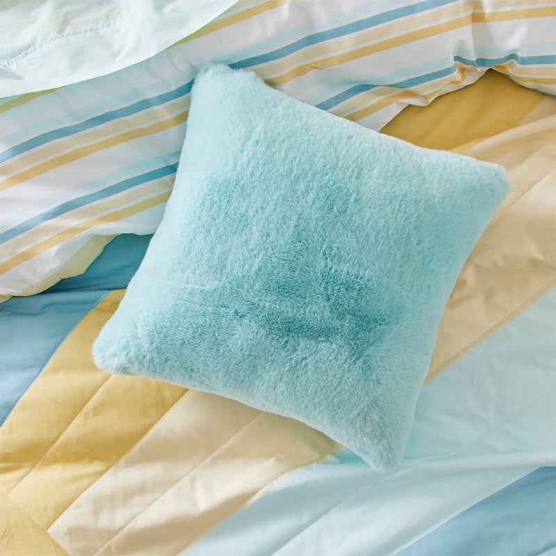 Faux Aqua Sky Rabbit Fur Cushion