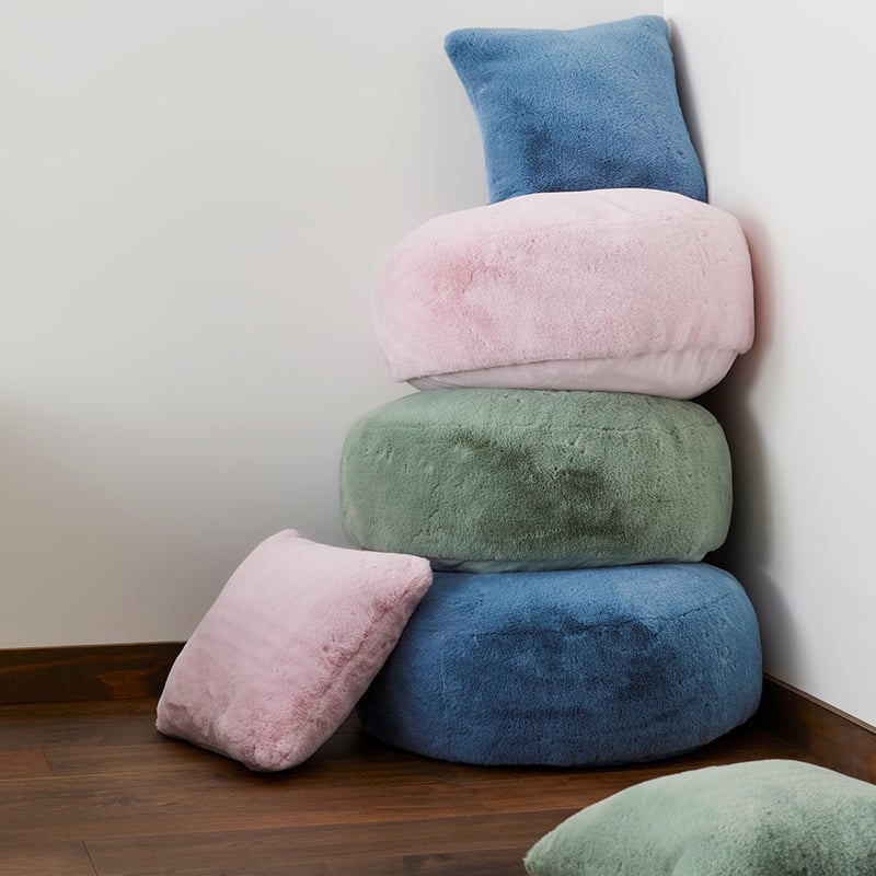 Faux Blue Slate Fur Floor Cushion