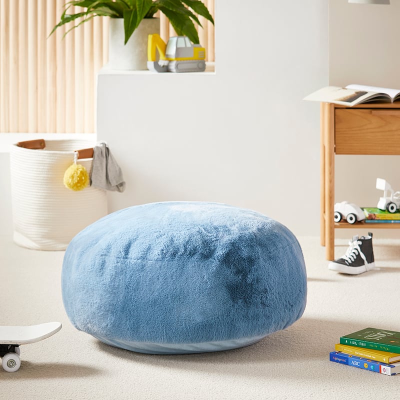 Faux Blue Slate Fur Floor Cushion