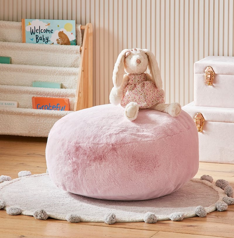 Faux Powder Pink Fur Floor Cushion