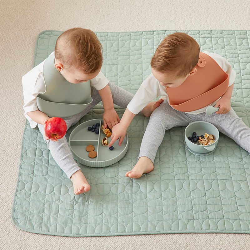 Silicon Sage Meal Time Collection Plate, Bowl & Spoon Set