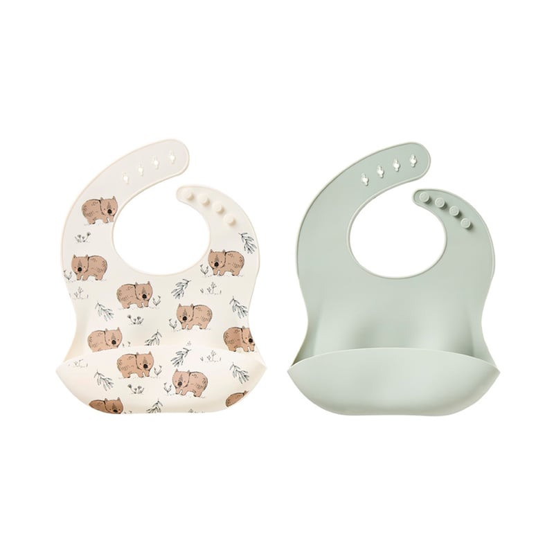 Silicon Wombats Meal Time Collection Bib 2 Pack