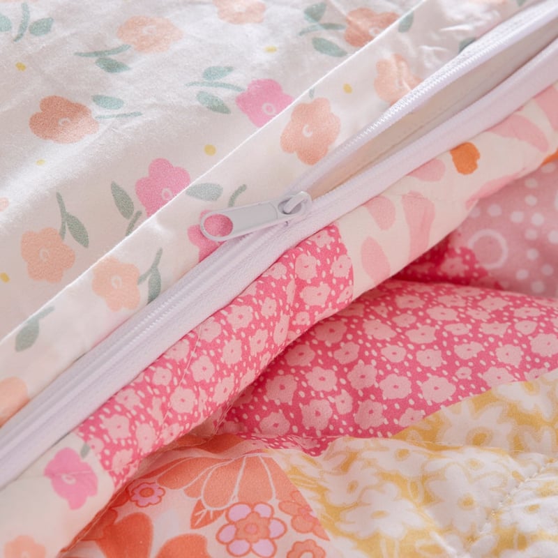 Nola Patchwork Pink Quilted Cot Quilt Cover Set