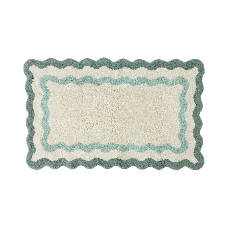 Natural & Green Scallop Bath Mat