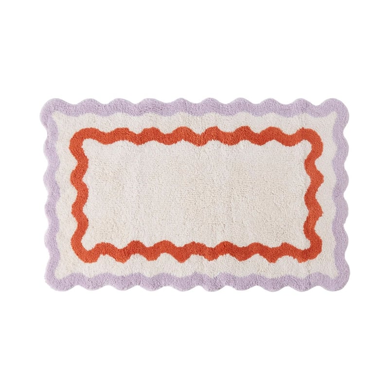 Natural & Lilac Scallop Bath Mat