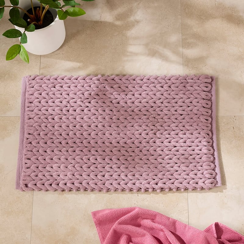 Plait Soft Aubergine Bath Mat