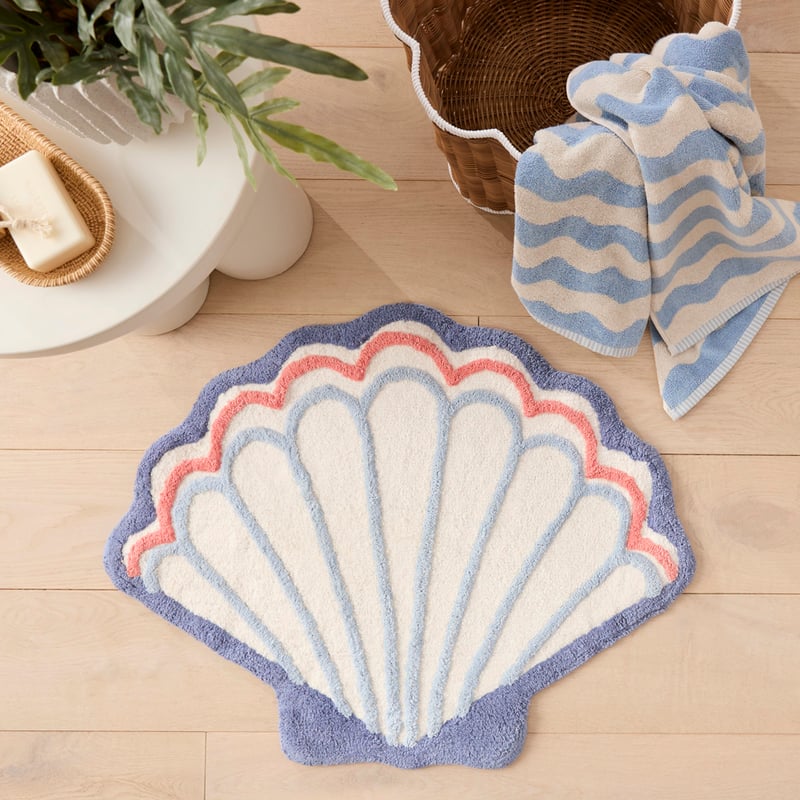 Shell Chambray Blue Bath Mat