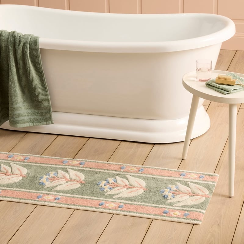 Ascot Seafoam Multi Floral Stripe Bath Runner