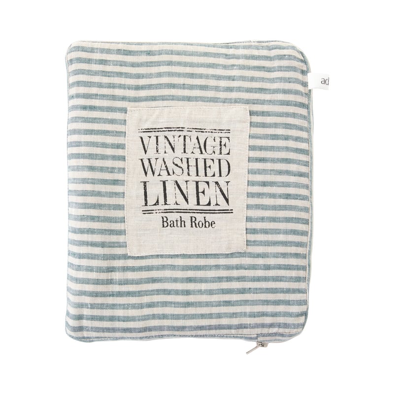 Vintage Washed Linen Linen & Cypress Stripe Robe