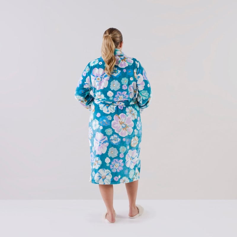 Printed Ultra Soft Zinnia Jade Multi Floral Robe