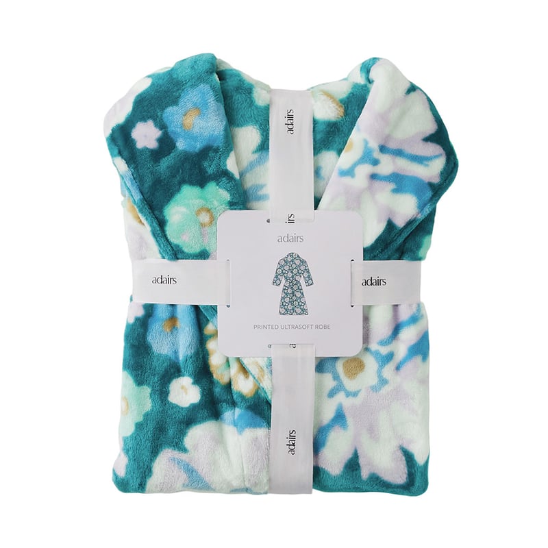 Printed Ultra Soft Zinnia Jade Multi Floral Robe