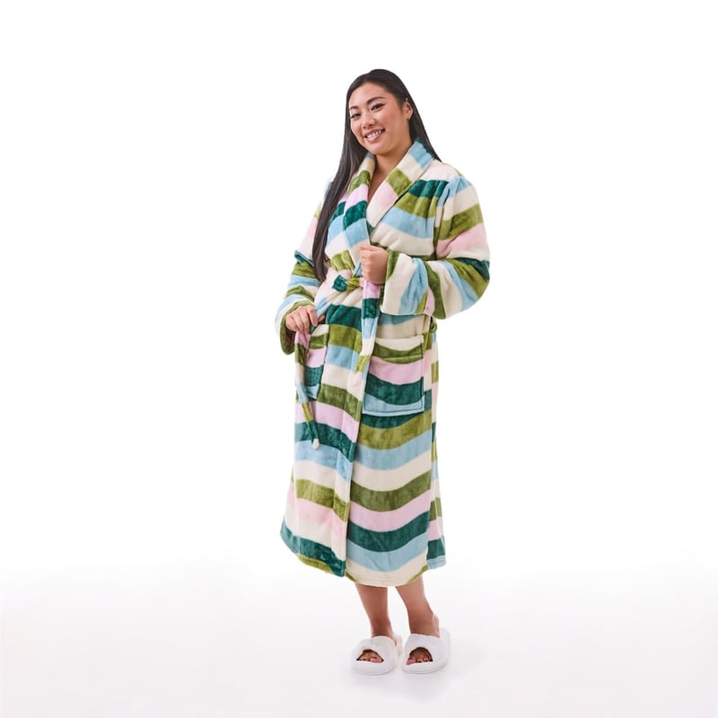 Printed Ultra Soft Multi Wavy Stripe Robe