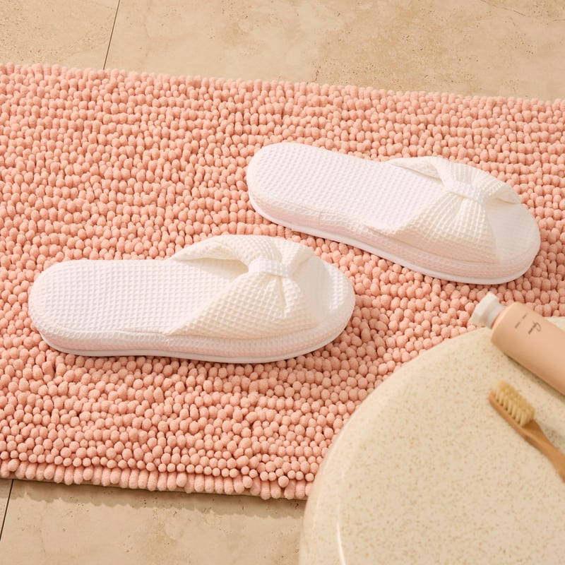 Turkish Cotton Bamboo Waffle White Slippers