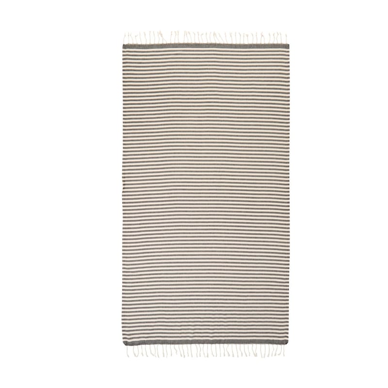 European Black & Natural Stripe Turkish Peshtemal Beach Towel