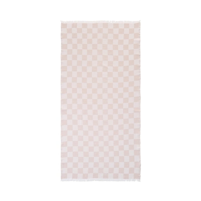 European Natural Check Turkish Peshtemal Beach Towel