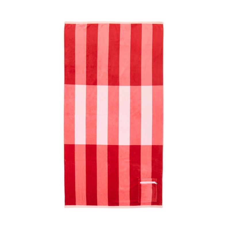 Luxe Pink Multi Stripe Velour Pocket Beach Towel