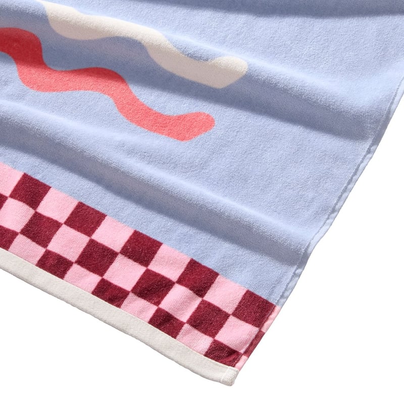 Luxe Blue Wave Floral Splice Velour Beach Towel