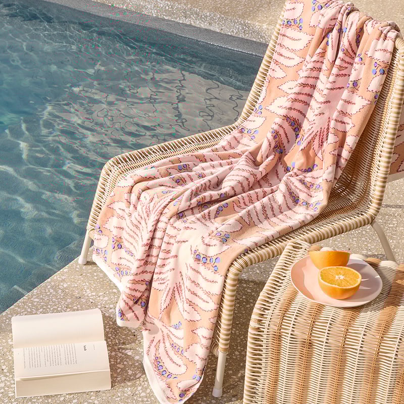 Luxe Natural Foliage Velour Beach Towel