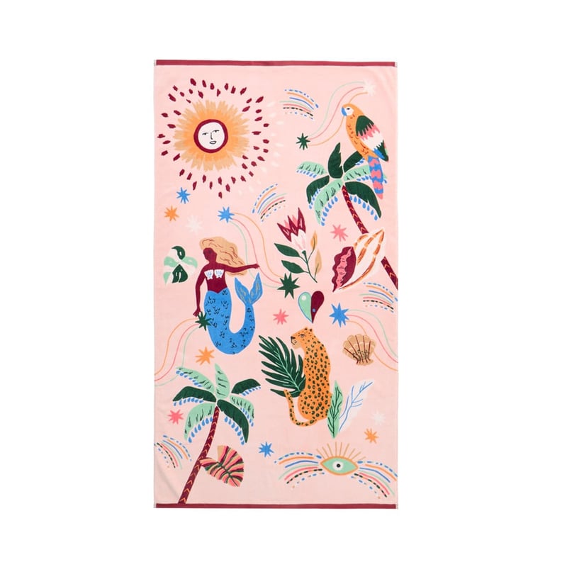 Luxe Celestial Ocean Pink Velour Beach Towel