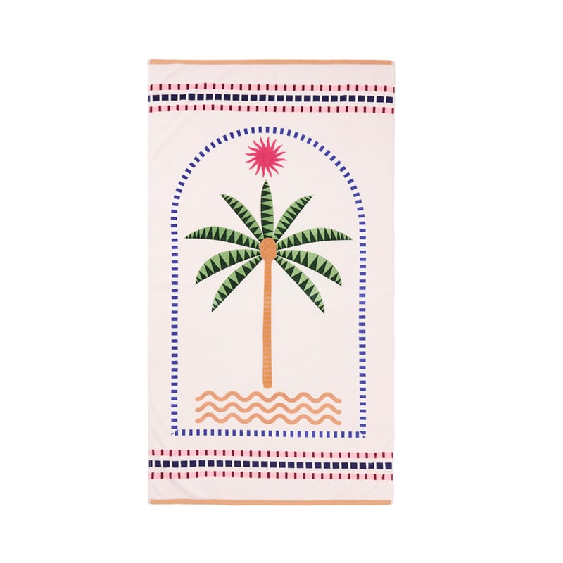 Luxe Natural Palm Velour Beach Towel