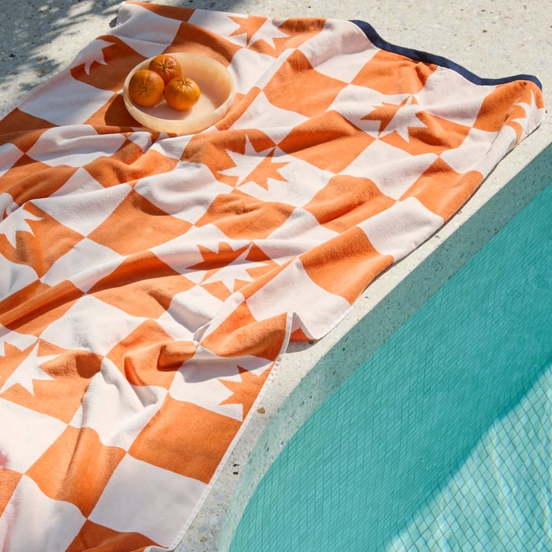 Luxe Velour Star Check Beach Towel