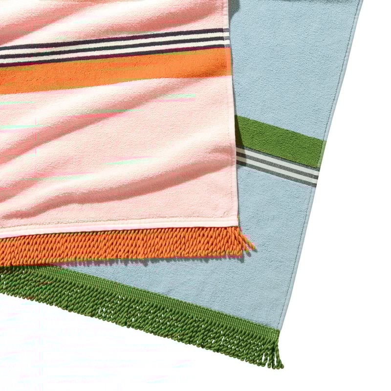 Terry Textured Soft Pink Stripe Beach Towel