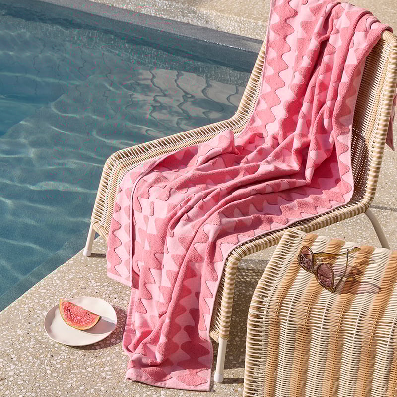 Terry Textured Strawberry Beach Towel