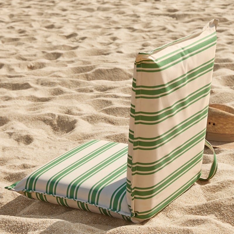 Green Stripe Padded Canvas Beach Chair