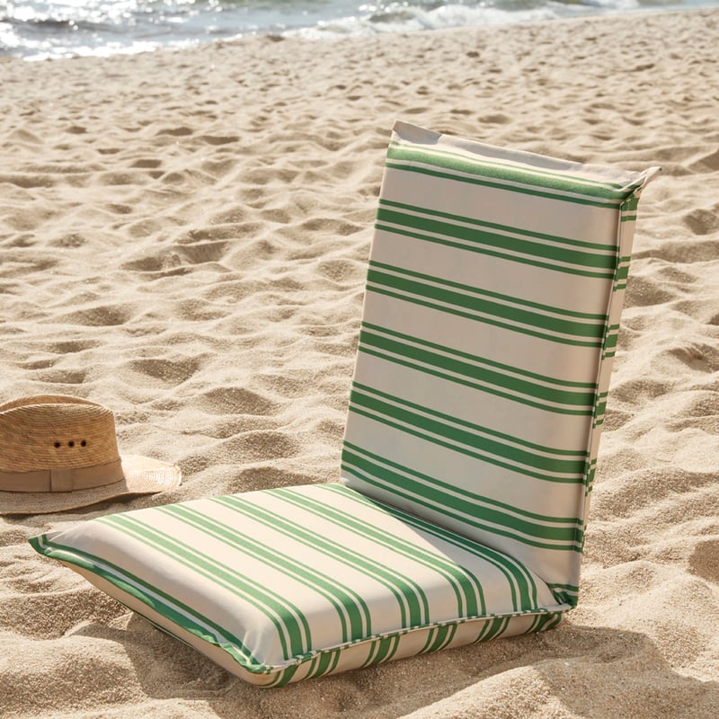 Green Stripe Padded Canvas Beach Chair