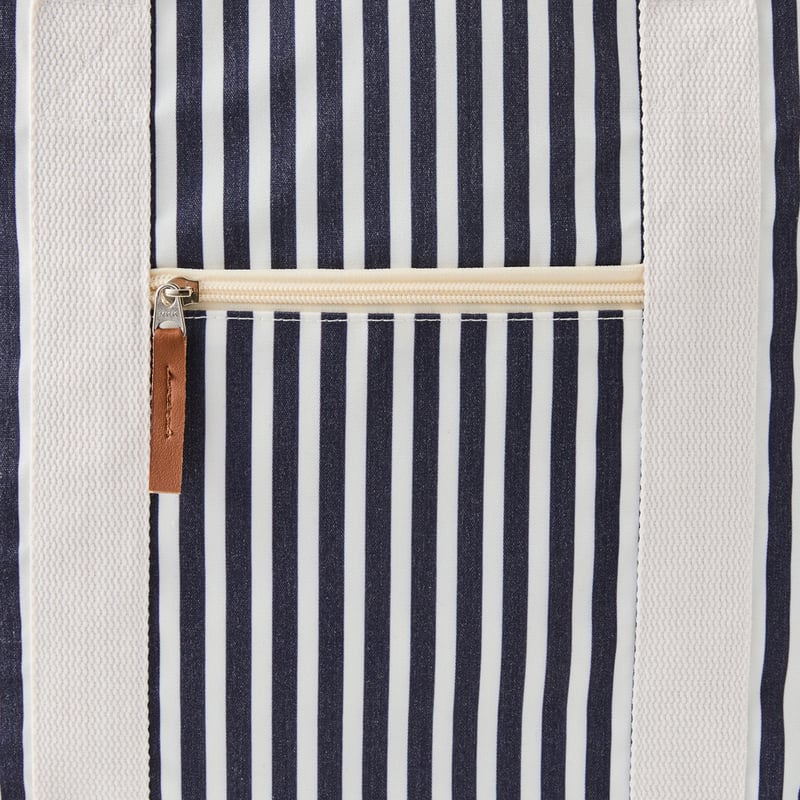Large Navy Stripe Beach Cooler Bag